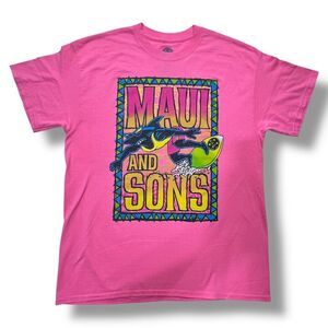 MENS MAUI AND SONS SHARK PINK T-SHIRT SIZE L